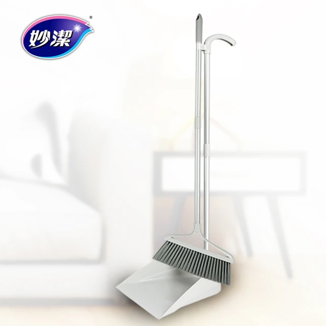 妙潔 加長型掃把畚箕組(1掃把+1畚箕)