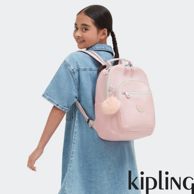 KIPLING 溫柔胭桃粉機能手提後背包-SEOUL S