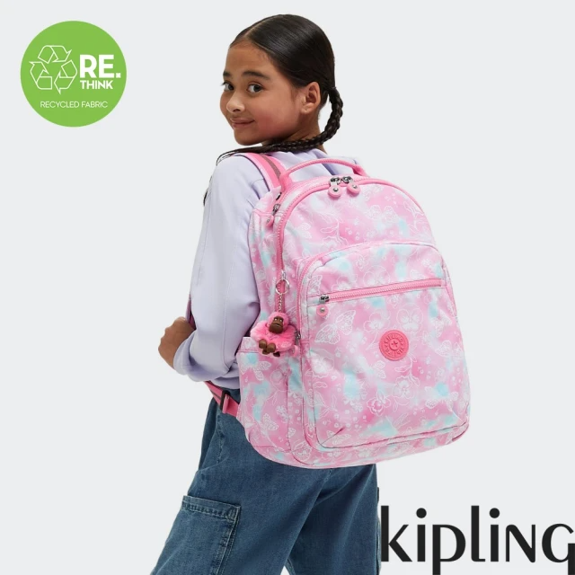 KIPLING 夢幻粉蝶印花機能手提後背包-SEOUL