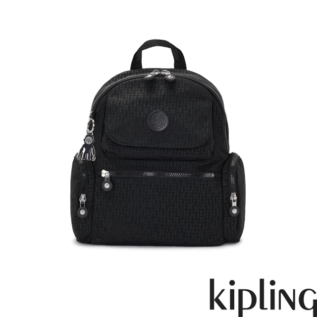 KIPLING K字幾何壓紋多口袋拉鍊後背包-MATTA