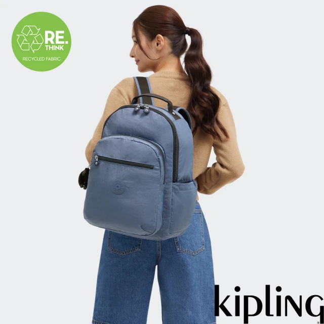 KIPLING 簡約霧灰藍機能手提後背包-SEOUL