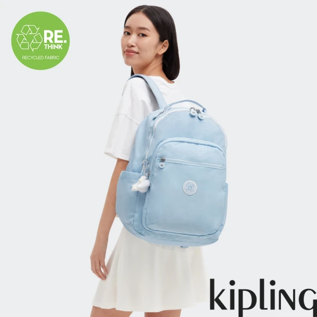 KIPLING 溫柔冰霜藍機能手提後背包-SEOUL