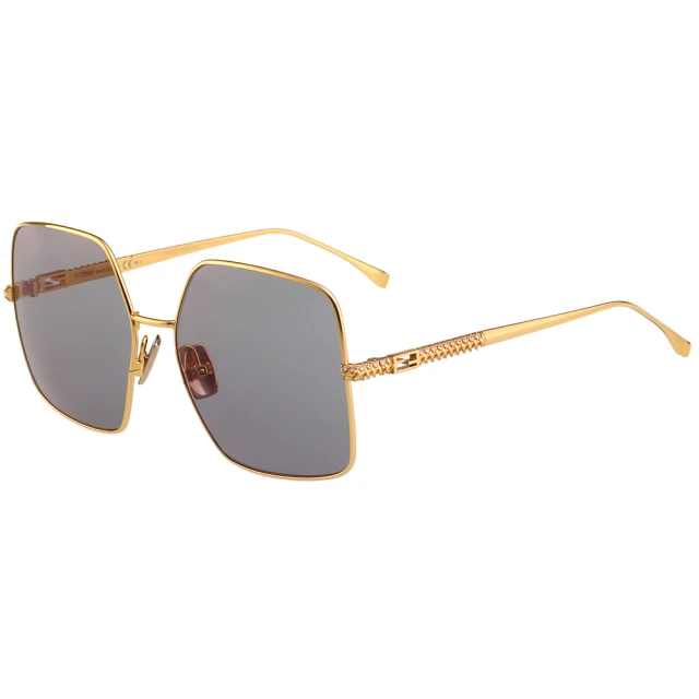 FENDI 薄水銀面水鑽太陽眼鏡FF0439S/金色