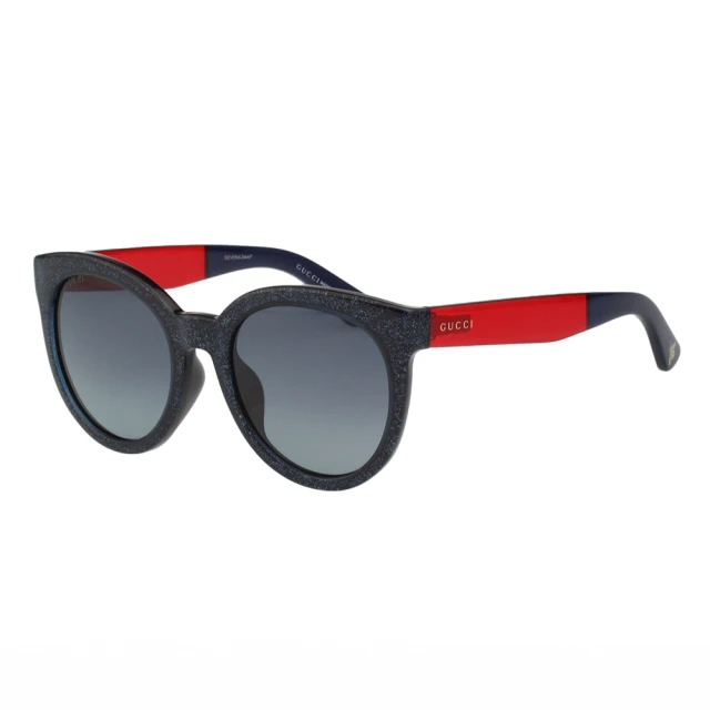 GUCCI 蜜蜂標誌太陽眼鏡-金蔥藍色