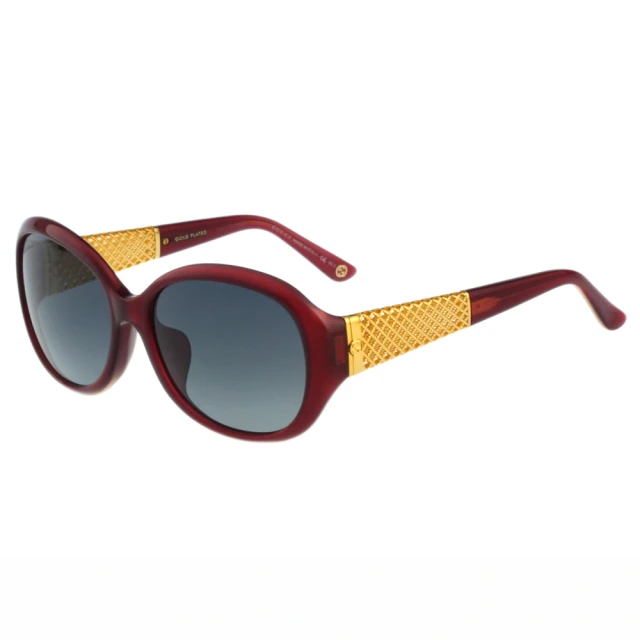 GUCCI 奢華鍍金款太陽眼鏡-紅色