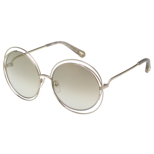 Chloe 水銀面圓鏡框太陽眼鏡-金色