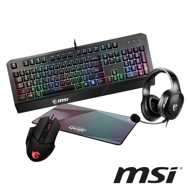 MSI 微星 電競大全套 (GH20耳機、GM20電競滑鼠、GD22鼠墊、Vigor GK20 防潑水電競鍵盤)