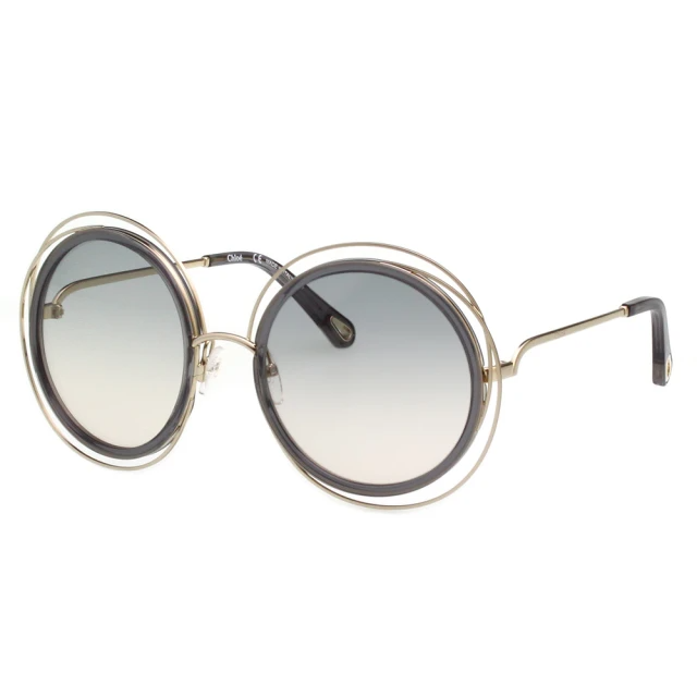 Chloe 金屬大框太陽眼鏡-CE120SD/淡金+深藍色