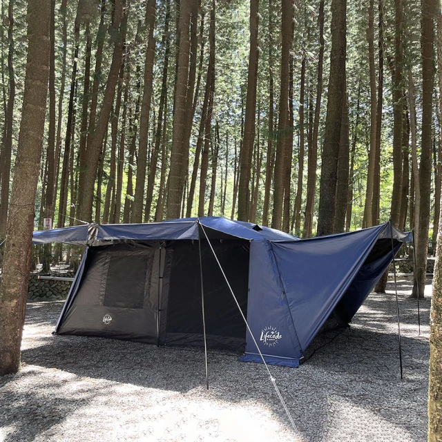 LIFECODE夜行星4.0黑膠加長款4-8人帳篷-軍藍