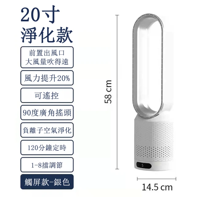 20吋智慧搖頭無葉風扇（銀色/金色 二色可選）