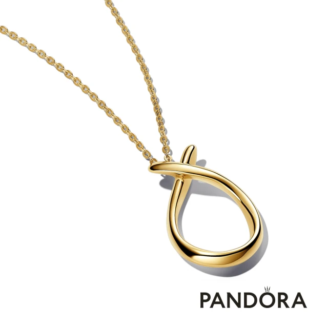 Pandora  自然流線水滴鍍14k金項鏈(50CM)