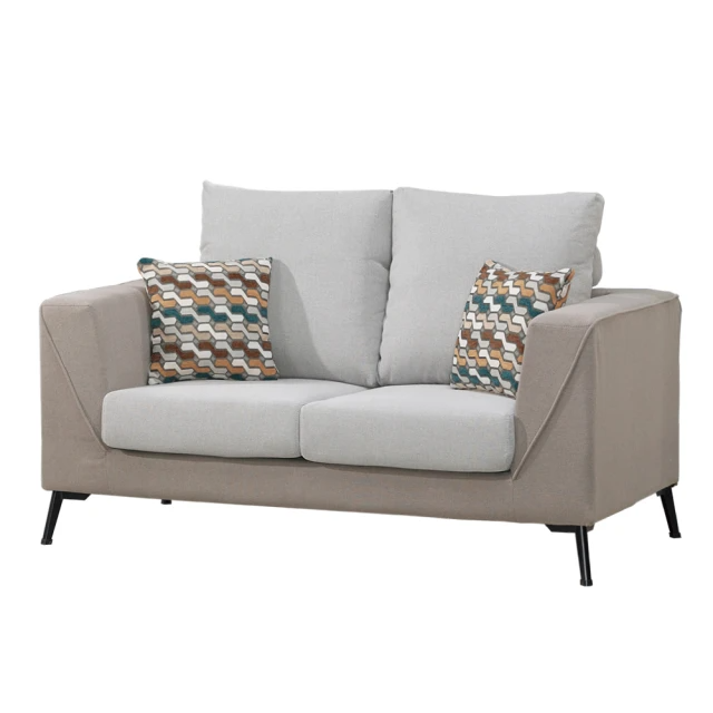 文創集-阿爾澤時尚雙色可拆洗棉麻布獨立筒雙人布沙發椅