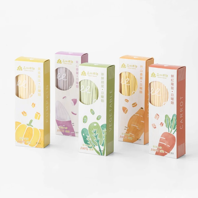 森林麵食 森林裸麵一盒4入(竹山番薯/紫心蕃薯/黃金南瓜 /鮮紅蘿蔔/新鮮蔬菜)