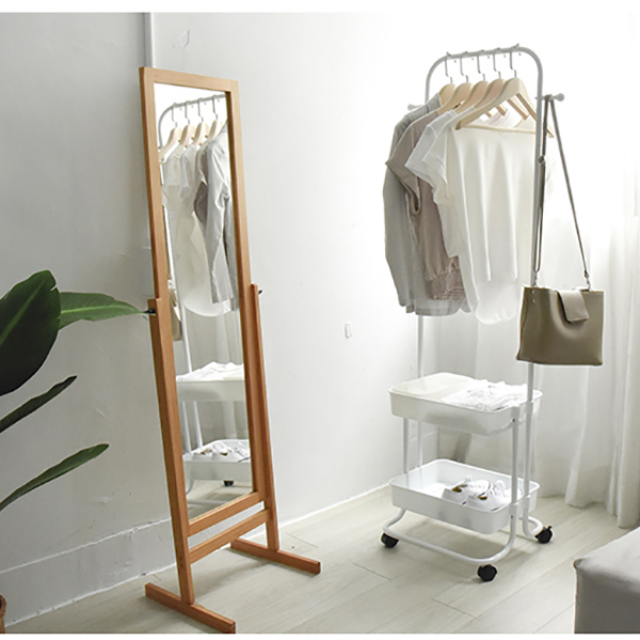 多功能移動式雙層落地衣帽架(鋼琴白)