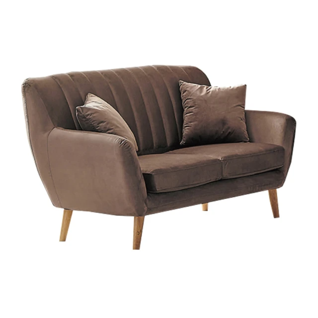 文創集-北歐風絨布乳膠二人座沙發椅