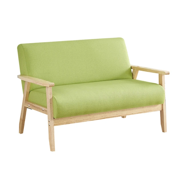 文創集-實木二人座沙發椅(亞麻綠)