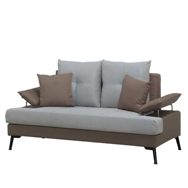 文創集-時尚雙色可拆洗棉麻布獨立筒雙人布沙發椅