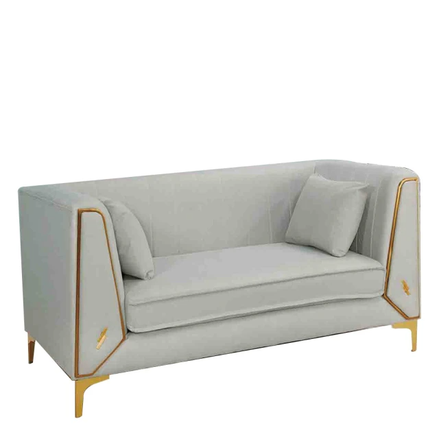 H&D-奢華米色科技布雙人沙發