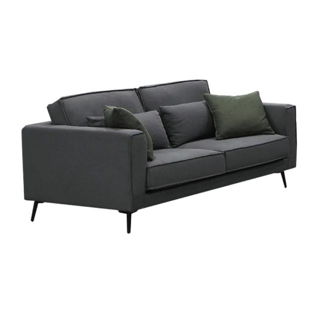 文創集-現代風棉麻布乳膠二人座沙發椅(亞麻灰色系)