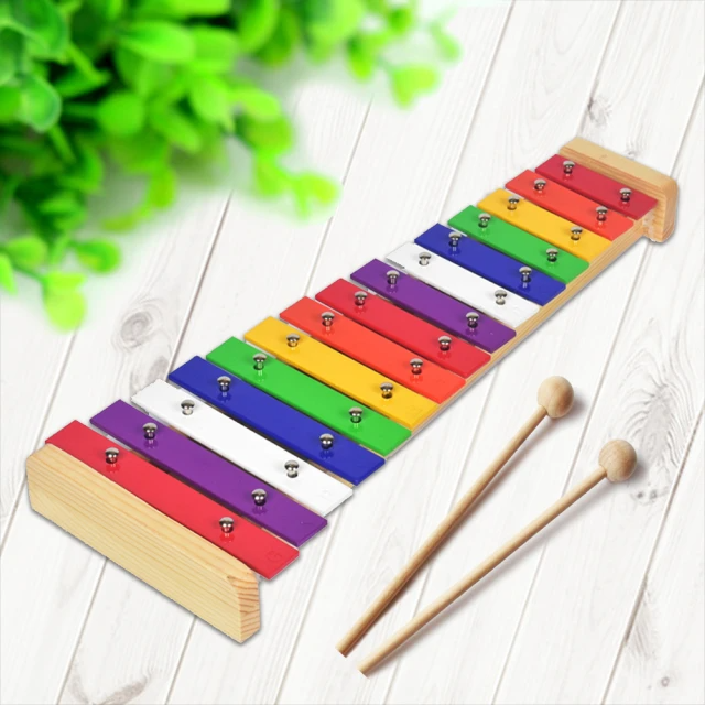 原木底座 彩色鐵琴15音-附打擊棒