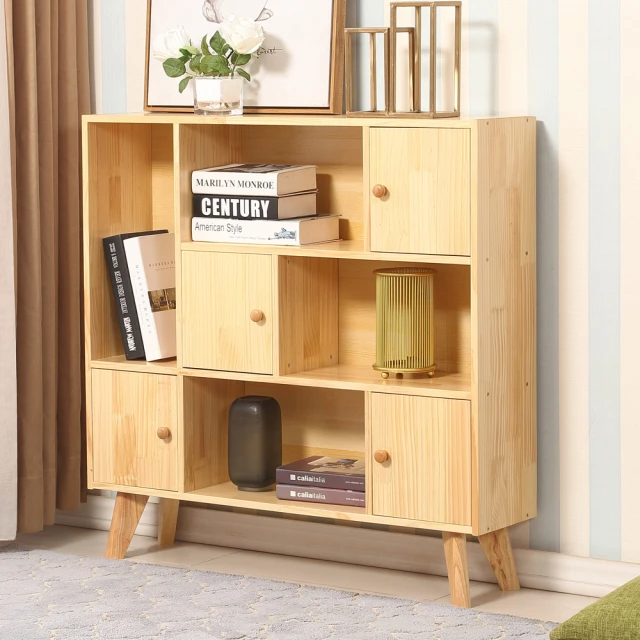 實木質感格子收納置物櫃