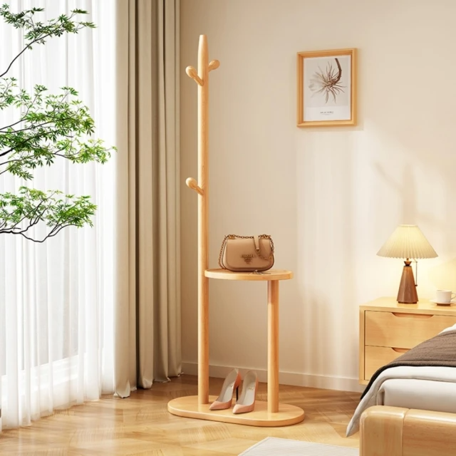 簡約歐風實木L型衣帽架