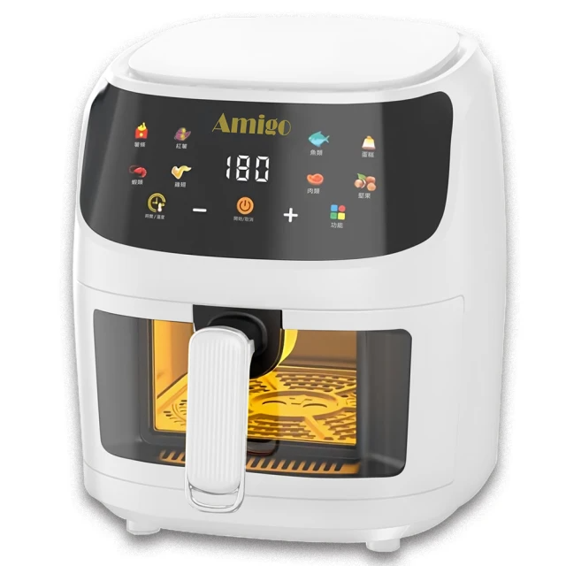 Amigo 5L大液晶面板 透明炸籃 萬用料理氣炸鍋-白色（WK-890）