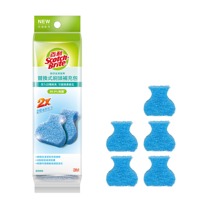 3M 百利替換式馬桶刷補充包-無香味 除菌抗污清潔型(5入)