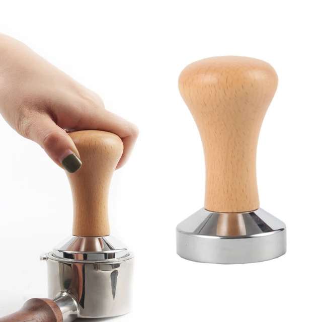 櫸木柄不鏽鋼咖啡壓粉器