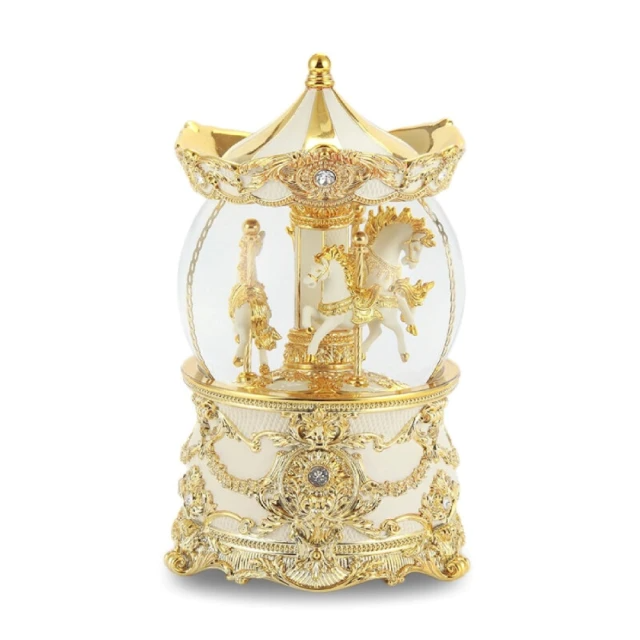 JARLL 讚爾藝術-旋轉木馬水晶球音樂盒(華麗金)