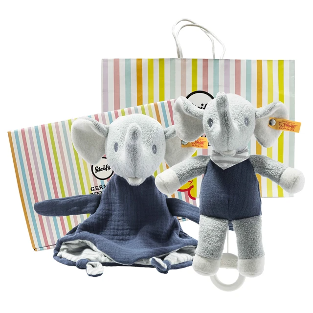 STEIFF Eliot Elephant 小象寶寶 安撫巾&音樂鈴(安撫彌月禮盒)