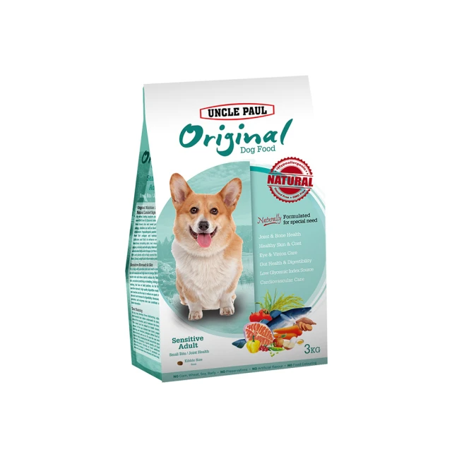 UNCLE PAUL 田園生機狗食 低敏成犬 3kg (小顆粒/顧關節)