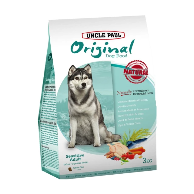 UNCLE PAUL 田園生機狗食 低敏成犬-室內/消化道健康 3kg