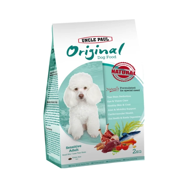 UNCLE PAUL 田園生機狗食 低敏成犬 2kg (小顆粒/低淚痕)