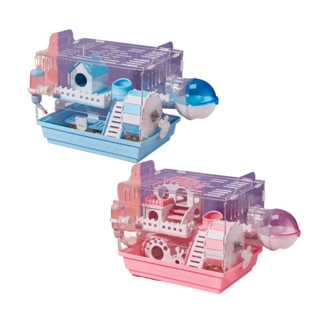 Petvibe寵趣生活 倉鼠透明提把雙層鼠籠 (贈 大禮包)