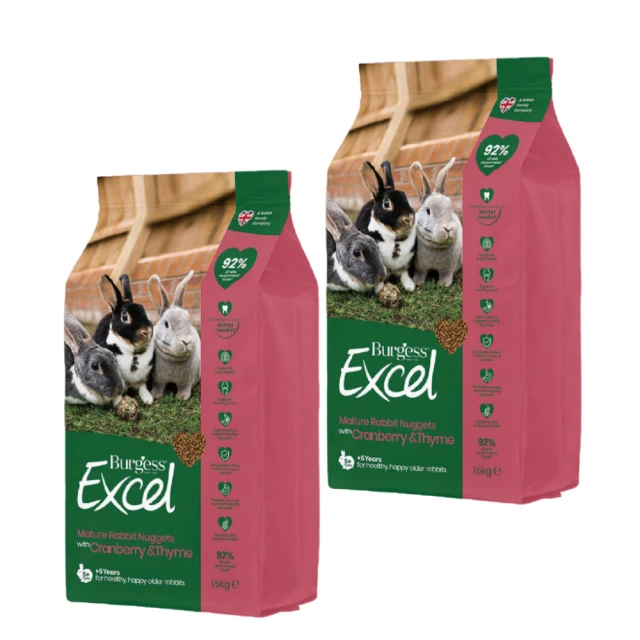 Burgess 伯爵 老兔專用蔓越莓&百里香 1.5KG/兩包組(老兔飼料 老年兔飼料)