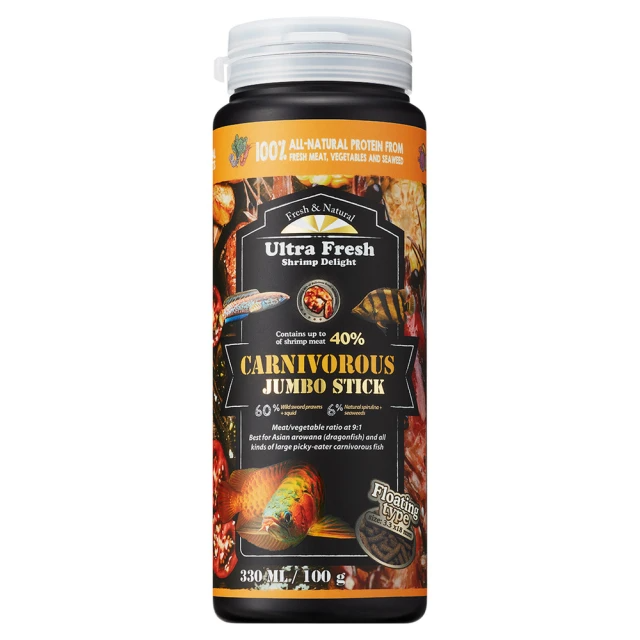 鮮蝦食譜 頂級龍魚&大型肉食魚-全天然蛋白魷魚大蒜鮮蝦棒330ml