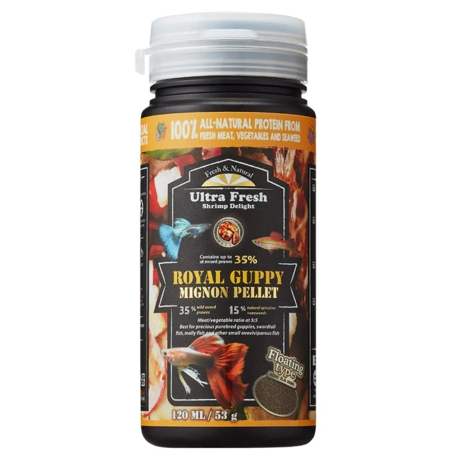 鮮蝦食譜 孔雀＆卵胎生魚-全天然螺旋藻大蒜蝦肉堡120ml