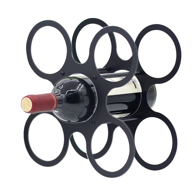 OPUS 東齊金工 歐式鐵藝紅酒架/酒瓶展示架-舞圓酒架(五圓/經典黑)