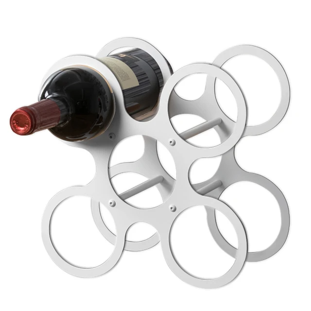 OPUS 東齊金工 歐式鐵藝紅酒架/酒瓶展示架-舞圓酒架(五圓/優雅白)