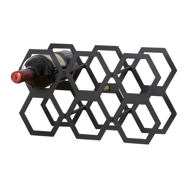 OPUS 東齊金工 歐式鐵藝紅酒架/酒瓶展示架-風潮酒架(蜂巢/經典黑)