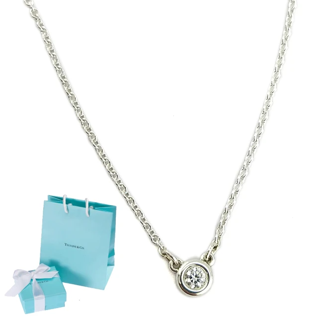 Tiffany&Co. 蒂芙尼 925純銀-明亮切割圓形鑽石墜飾女用項鍊(5分鑽)