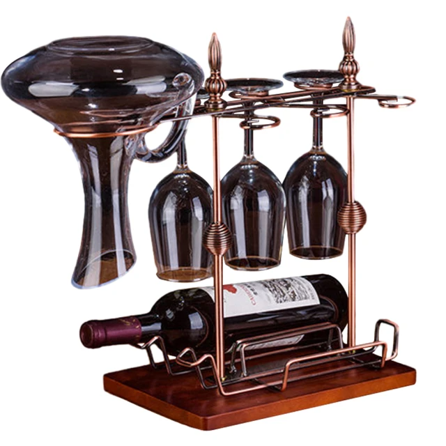 紅酒置物架(木底帶紅酒托三用)