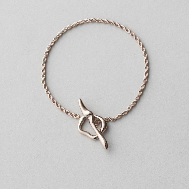 ete 個性米金色繩索釦環手鍊(米金色)