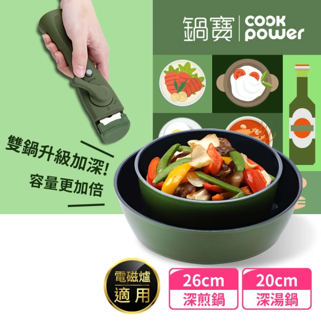 CookPower 鍋寶 百變魔法可拆式IH不沾雙鍋組(贈防刮墊布*2)