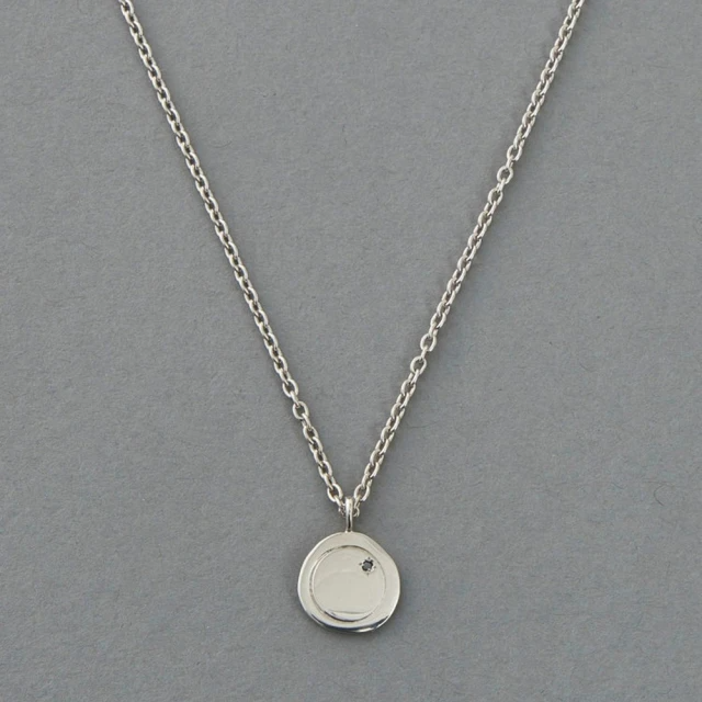 ete Pair 梨形金幣黑鑽項鍊(鉑金色)