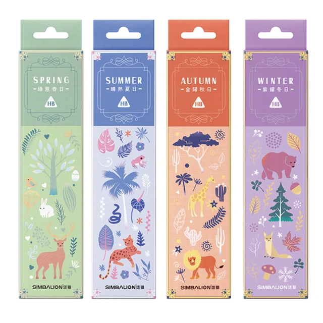 SIMBALION 雄獅文具 四季動物三角塗頭鉛筆(2盒1包)