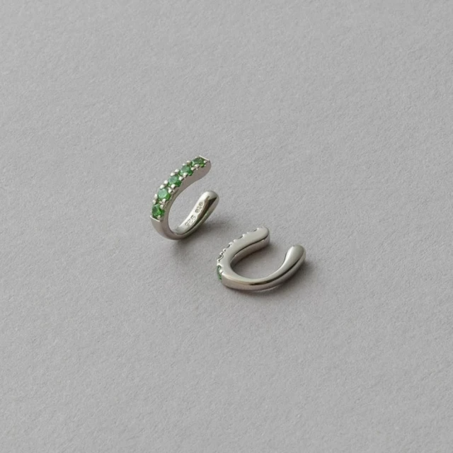 ete 輕奢鑽飾U型夾式耳環(粉色 綠色)