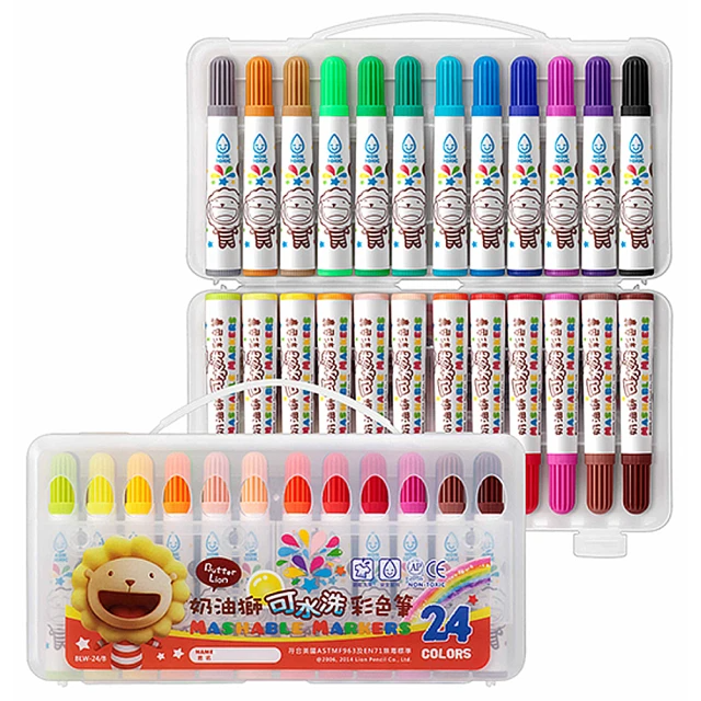雄獅x奶油獅 BLW-24/B 奶油獅24色可水洗彩色筆
