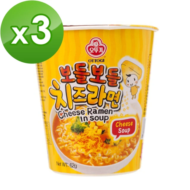 韓國不倒翁OTTOGI 起司風味湯杯麵(62g)x3入